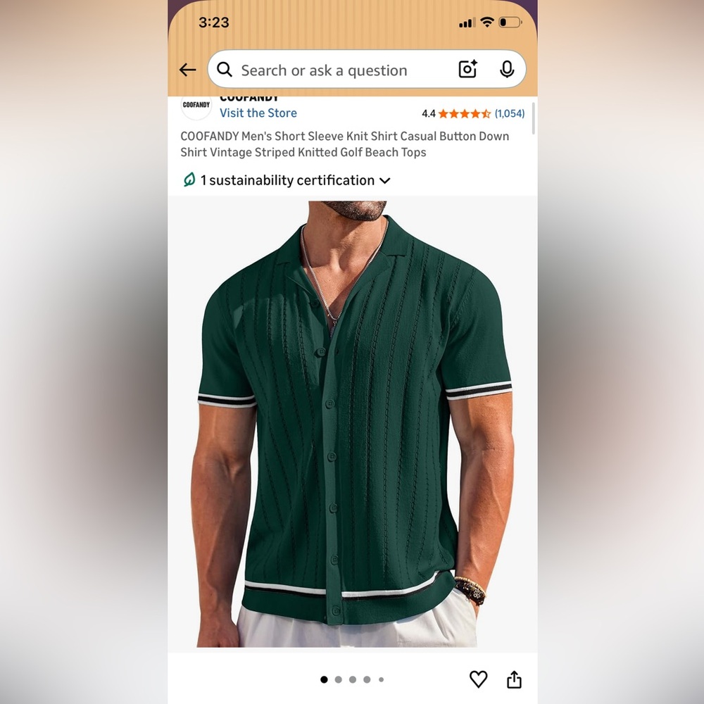 Men's Green Short Sleeve Knit Shirt